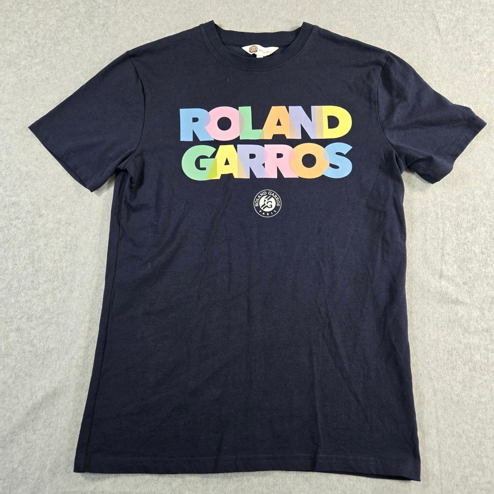 Roland Garros Paris Navy Blue Graphic T-Shirt Women Small Cotton Tennis Tee